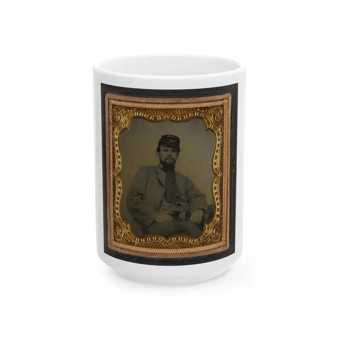 Private Richard F. Bernard Of Co. A, 13th Virginia Infantry Regiment, In Uniform (U.S. Civil War) White Coffee Mug 15oz - Go Mug Yourself