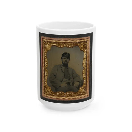 Private Richard F. Bernard Of Co. A, 13th Virginia Infantry Regiment, In Uniform (U.S. Civil War) White Coffee Mug 15oz - Go Mug Yourself