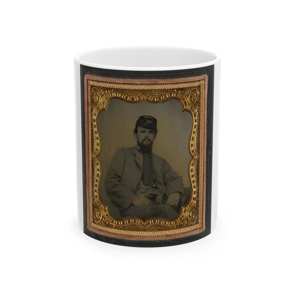 Private Richard F. Bernard Of Co. A, 13th Virginia Infantry Regiment, In Uniform (U.S. Civil War) White Coffee Mug-11oz-Go Mug Yourself