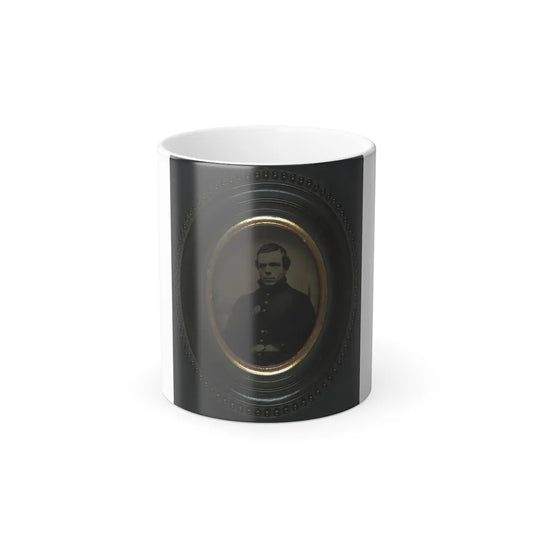 Private Roscoe G. Davenport of Company H, 21St Maine Infantry in Front of Painted Backdrop Showing Rugged Coast (U.S. Civil War) Color Changing Coffee Mug 11oz-11oz-Go Mug Yourself