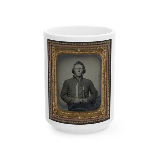 Private Samuel H. Wilhelm Of I Company, 4th Virginia Infantry Regiment With Knife (U.S. Civil War) White Coffee Mug 15oz - Go Mug Yourself