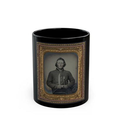 Private Samuel H. Wilhelm Of I Company, 4th Virginia Infantry Regiment With Knife (U.S. Civil War) Black Coffee Mug-11oz-Go Mug Yourself