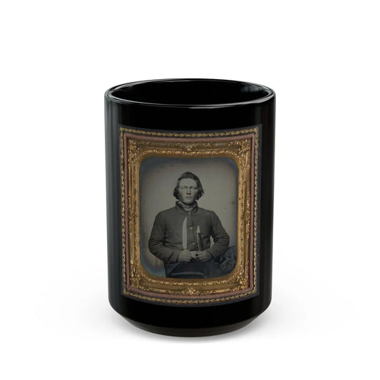 Private Samuel H. Wilhelm Of I Company, 4th Virginia Infantry Regiment With Knife (U.S. Civil War) Black Coffee Mug-15oz-Go Mug Yourself