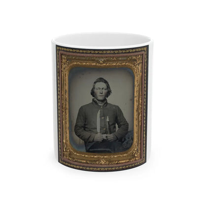 Private Samuel H. Wilhelm Of I Company, 4th Virginia Infantry Regiment With Knife (U.S. Civil War) White Coffee Mug-11oz-Go Mug Yourself