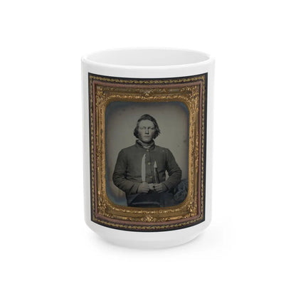 Private Samuel H. Wilhelm Of I Company, 4th Virginia Infantry Regiment With Knife (U.S. Civil War) White Coffee Mug-15oz-Go Mug Yourself