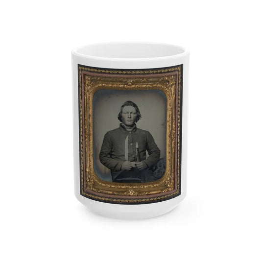 Private Samuel H. Wilhelm Of I Company, 4th Virginia Infantry Regiment With Knife (U.S. Civil War) White Coffee Mug-15oz-Go Mug Yourself