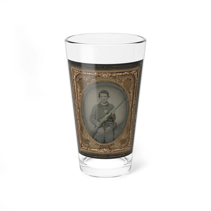 Private Samuel Wires Of Company K, 137th Indiana Infantry Regiment, With Musket (U.S. Civil War) Pint Glass 16oz-16oz-Go Mug Yourself