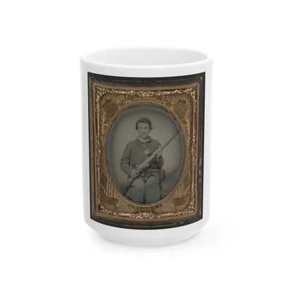Private Samuel Wires Of Company K, 137th Indiana Infantry Regiment, With Musket (U.S. Civil War) White Coffee Mug 15oz - Go Mug Yourself
