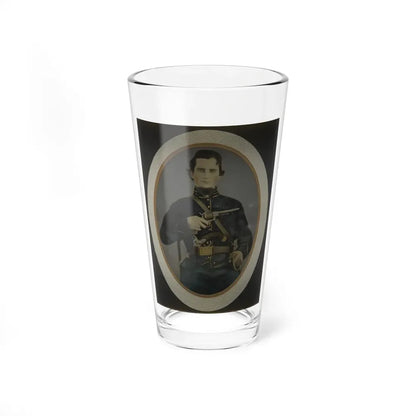 Private Silas York Of Co. F, 5th Illinois Cavalry Regiment, With Single Shot Percussion Pistol, Lefaucheux Revolver, And Sword (U.S. Civil War) Pint Glass 16oz 16oz - Go Mug Yourself