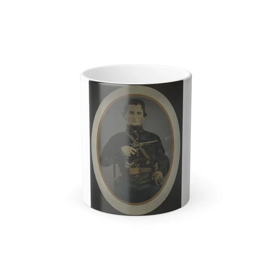 Private Silas York of Co. F, 5Th Illinois Cavalry Regiment, With Single Shot Percussion Pistol, Lefaucheux Revolver, and Sword (U.S. Civil War) Color Changing Coffee Mug 11oz-11oz-Go Mug Yourself