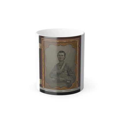 Private Simeon J. Crews of Co. F, 7Th Texas Cavalry Regiment, With Cut Down Saber and Revolver (U.S. Civil War) Color Changing Coffee Mug 11oz-11oz-Go Mug Yourself