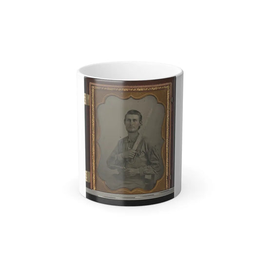 Private Simeon J. Crews of Co. F, 7Th Texas Cavalry Regiment, With Cut Down Saber and Revolver (U.S. Civil War) Color Changing Coffee Mug 11oz-11oz-Go Mug Yourself