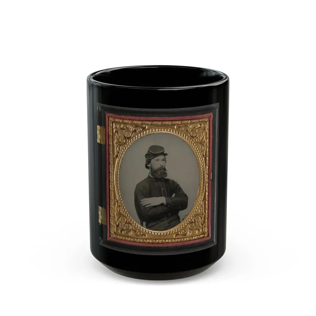 Private Tomley( ) Lumpkin Of 34th Virginia Infantry Regiment, In Uniform (U.S. Civil War) Black Coffee Mug 15oz - Go Mug Yourself