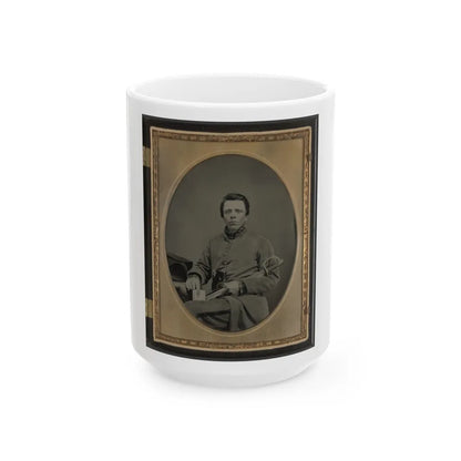 Private W.R. Clack Of Co. B, 43rd Tennessee Infantry Regiment, With Saber, Pistol, And Small Book (U.S. Civil War) White Coffee Mug-15oz-Go Mug Yourself