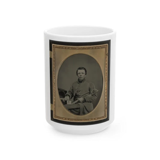 Private W.R. Clack Of Co. B, 43rd Tennessee Infantry Regiment, With Saber, Pistol, And Small Book (U.S. Civil War) White Coffee Mug-15oz-Go Mug Yourself