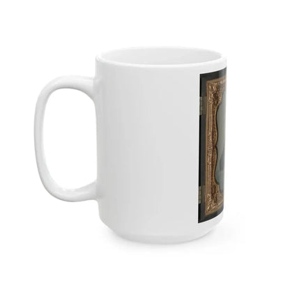 Private William B. Todd Of Company E, 9th Virginia Cavalry Regiment With Colt Army Revolver And Smoking A Cigar (U.S. Civil War) White Coffee Mug - Go Mug Yourself