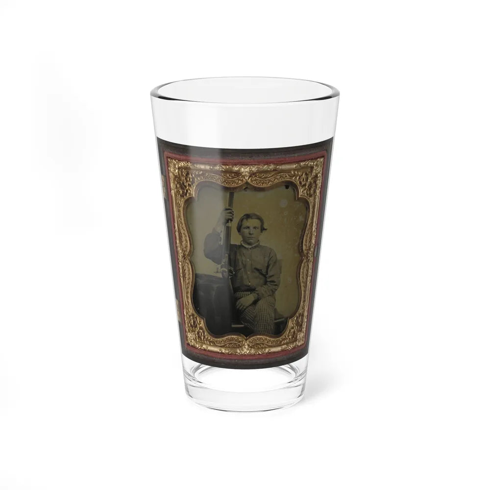 Private William H. Presgraves Of Company K, 97th Militia Virginia Infantry Regiment, With Rifle (U.S. Civil War) Pint Glass 16oz-16oz-Go Mug Yourself