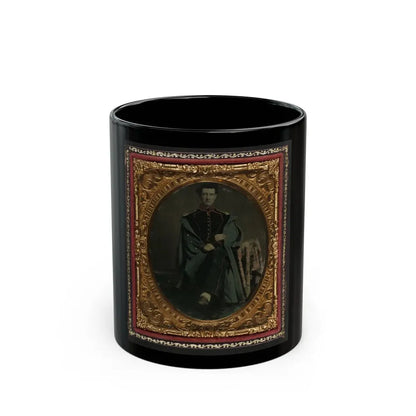 Private William P. Haberlin Of Battery B, Pennsylvania Light Artillery In Uniform With Shoulder Scales And Great Coat (U.S. Civil War) Black Coffee Mug 11oz - Go Mug Yourself