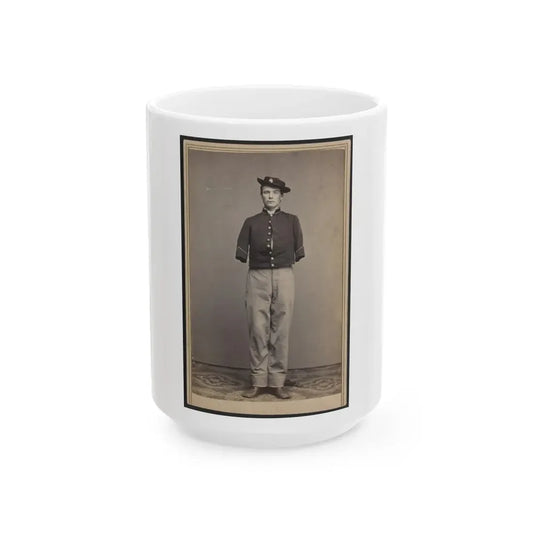 Private William Sargent Of Co. E, 53rd Pennsylvania Infantry Regiment, In Uniform, After The Amputation Of Both Arms (U.S. Civil War) White Coffee Mug 15oz - Go Mug Yourself