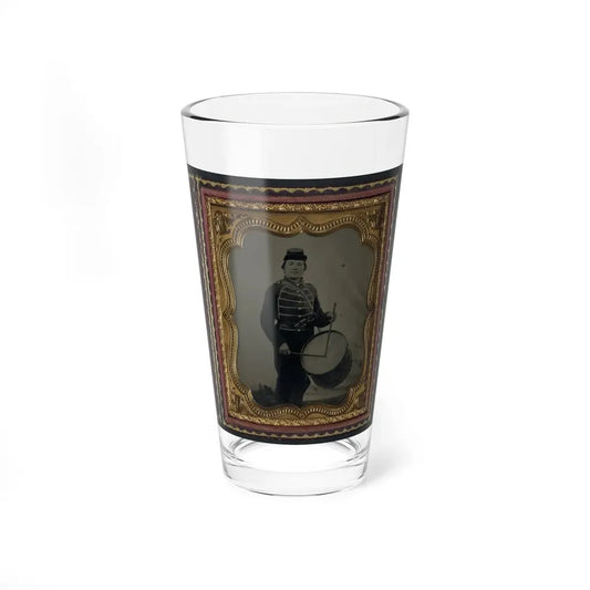 Private William V. Haines Of Company H, 49th Ohio Infantry Regiment, In Uniform And Ohio Volunteer Militia Belt Buckle With Drum (U.S. Civil War) Pint Glass 16oz 16oz - Go Mug Yourself