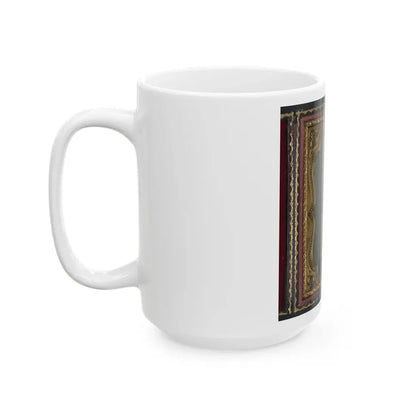 Private William V. Haines Of Company H, 49th Ohio Infantry Regiment, In Uniform And Ohio Volunteer Militia Belt Buckle With Drum (U.S. Civil War) White Coffee Mug - Go Mug Yourself