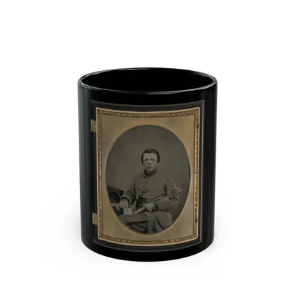 Private W.R. Clack Of Co. B, 43rd Tennessee Infantry Regiment, With Saber, Pistol, And Small Book (U.S. Civil War) Black Coffee Mug 11oz - Go Mug Yourself