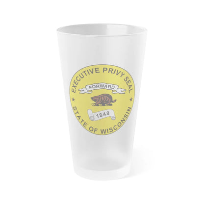 Privy Seal of Wisconsin - Frosted Pint Glass 16oz-16oz-Frosted-Go Mug Yourself