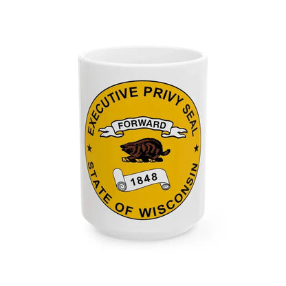 Privy Seal of Wisconsin - White Coffee Mug 15oz - Go Mug Yourself