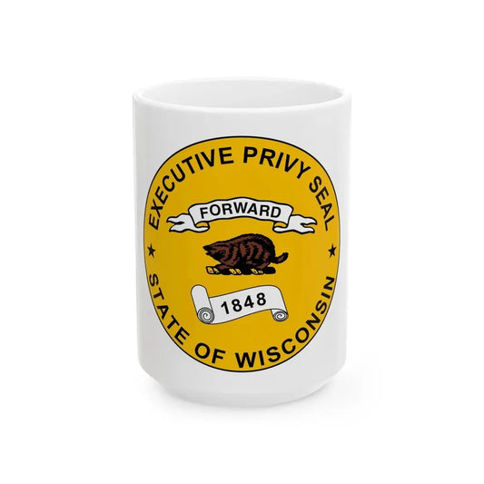 Privy Seal of Wisconsin - White Coffee Mug 15oz - Go Mug Yourself