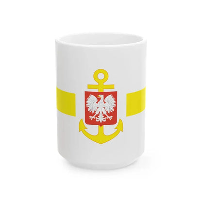PRL service flag yellow (Poland) White Coffee Mug 15oz - Go Mug Yourself
