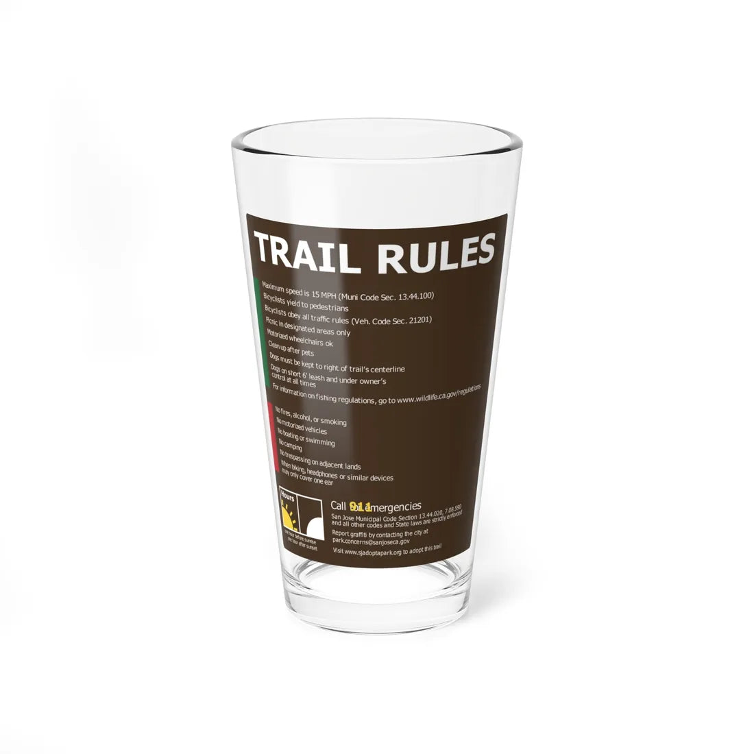 PRNS CSJ-TR1B (California) (Road Sign) Pint Glass 16oz 16oz - Go Mug Yourself