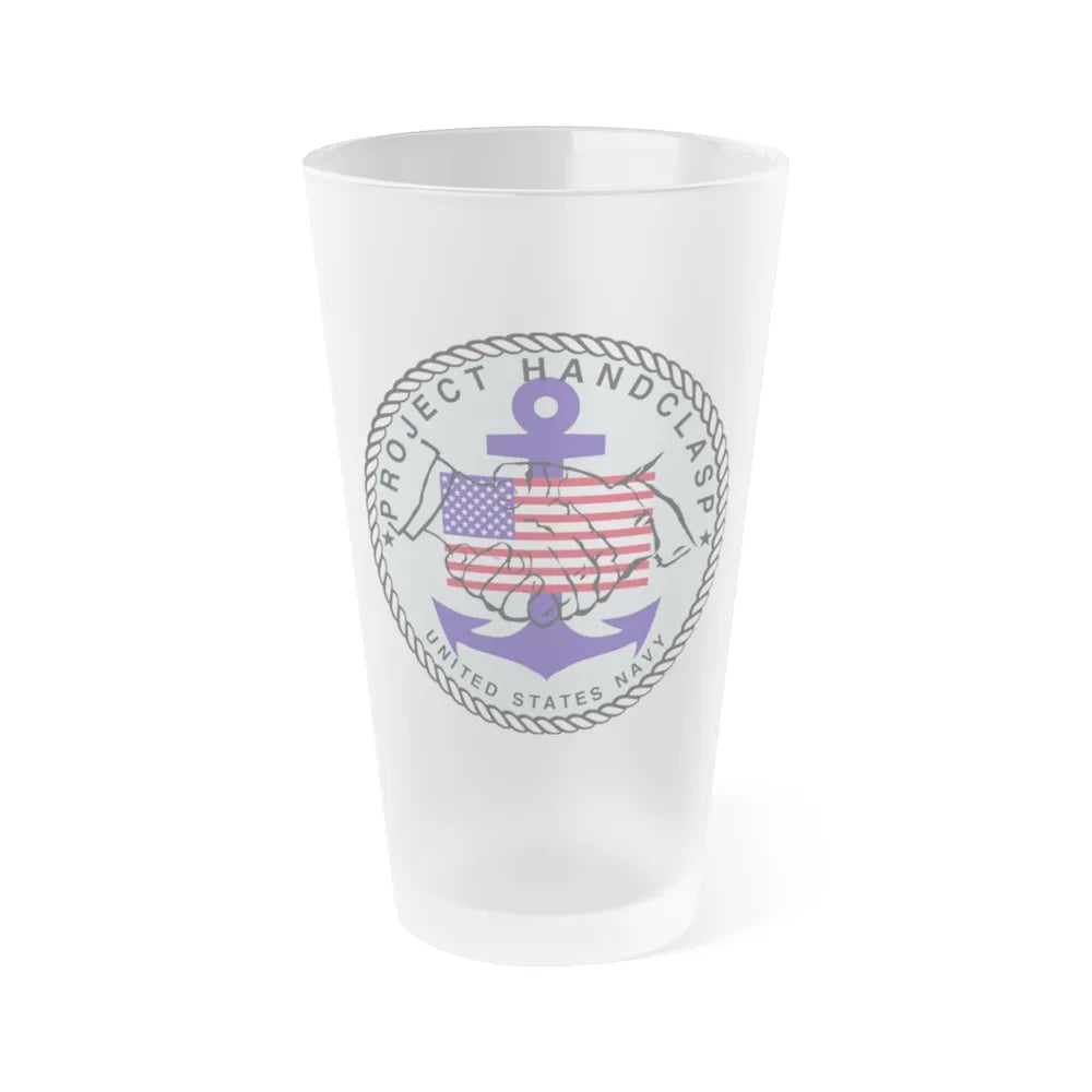 Project Handclasp Navy - Frosted Pint Glass 16oz-Go Mug Yourself