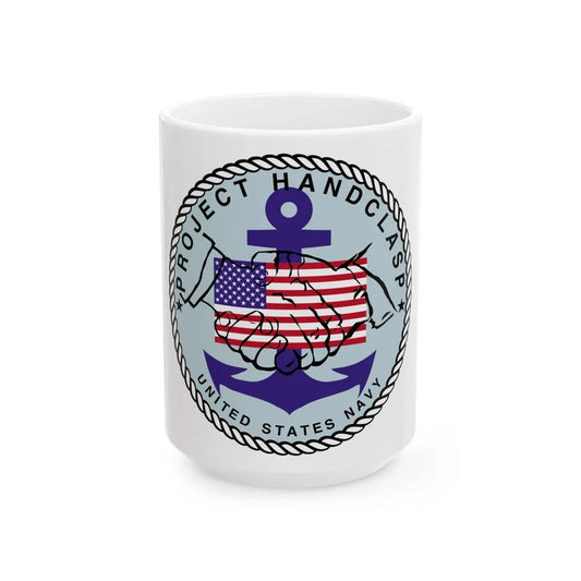 Project Handclasp Navy - White Coffee Mug-15oz-Go Mug Yourself