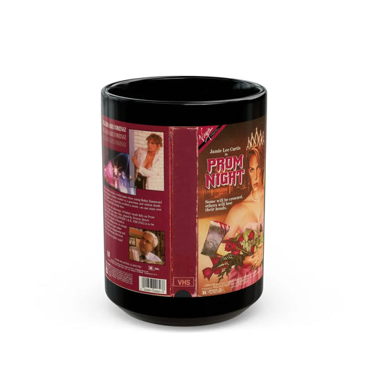 PROM NIGHT JAMIE LEE CURTIS (VHS COVER) - Black Coffee Mug-15oz-Go Mug Yourself