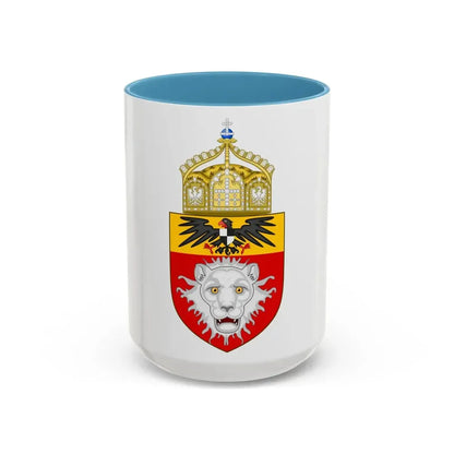 Proposed Coat of Arms East Africa 1914 - Accent Coffee Mug 15oz Light Blue - Go Mug Yourself