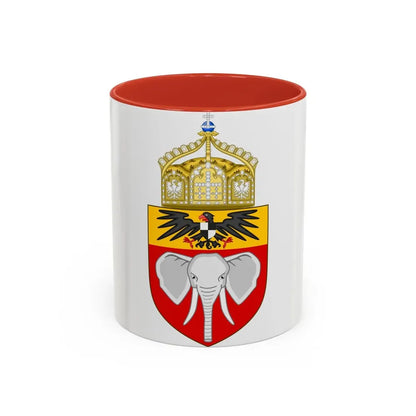 Proposed Coat of Arms Kamerun 1914 - Accent Coffee Mug 11oz Red - Go Mug Yourself