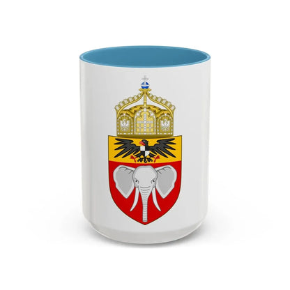 Proposed Coat of Arms Kamerun 1914 - Accent Coffee Mug 15oz Light Blue - Go Mug Yourself