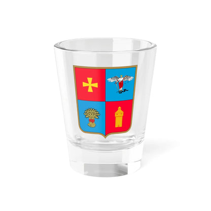 Proposed coat of arms of Konotop Raion 2021 (Ukraine) (Coat of Arms) Shot Glass 1.5oz 1.5oz - Go Mug Yourself