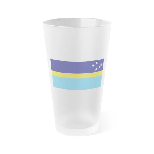 Proposed flag of Antarctica Dave Hamilton - Frosted Pint Glass 16oz-16oz-Frosted-Go Mug Yourself