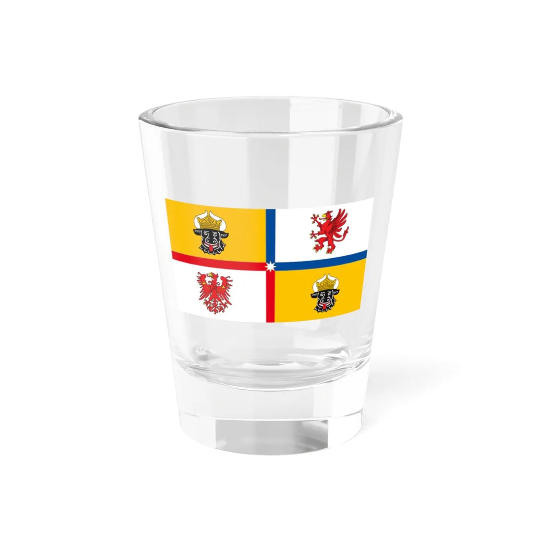 Proposed flag of Mecklenburg-Western Pomerania (Germany) Shot Glass 1.5oz 1.5oz - Go Mug Yourself