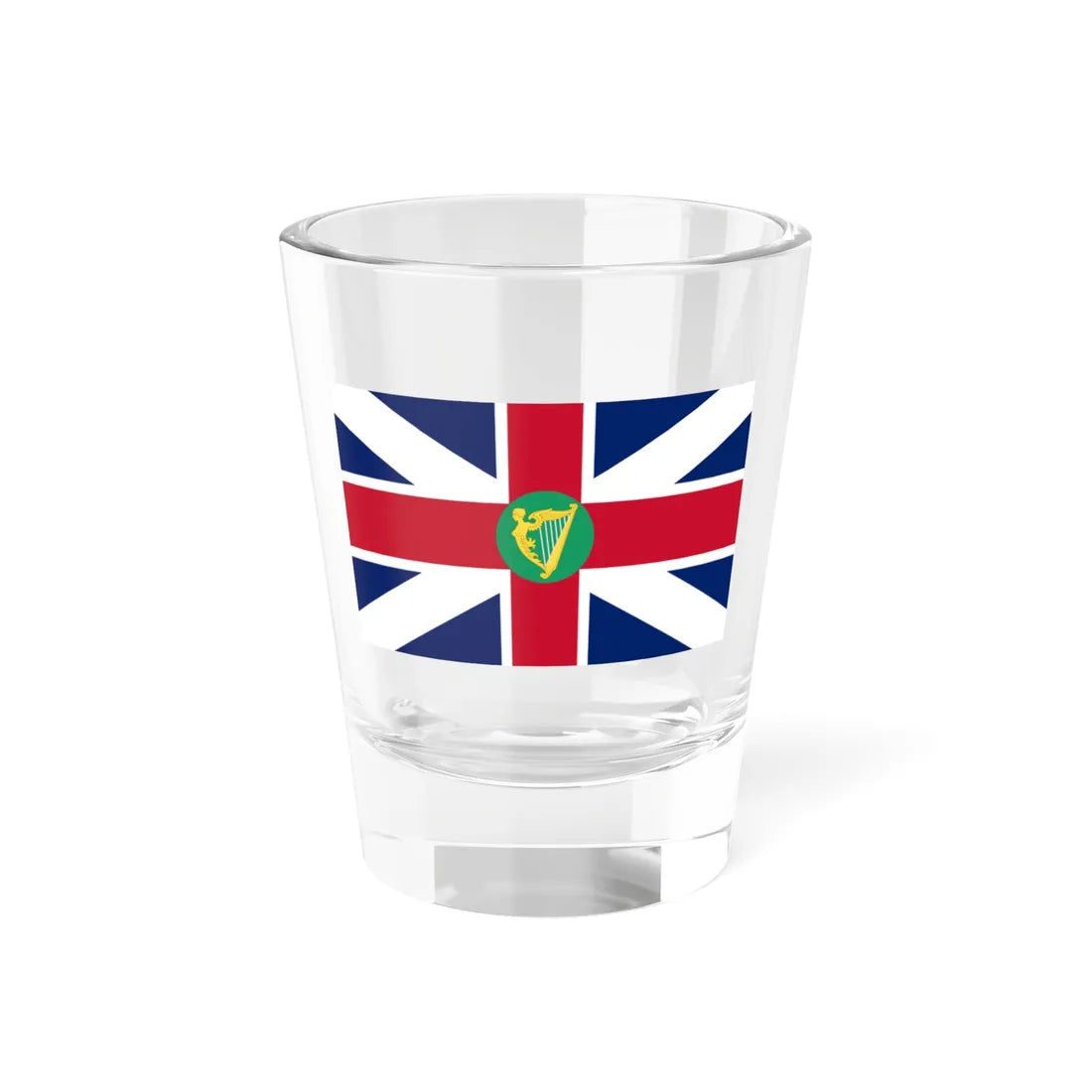 Proposed Union Flag 1801 - Irish harp and green disc (United Kingdom) Shot Glass 1.5oz 1.5oz - Go Mug Yourself