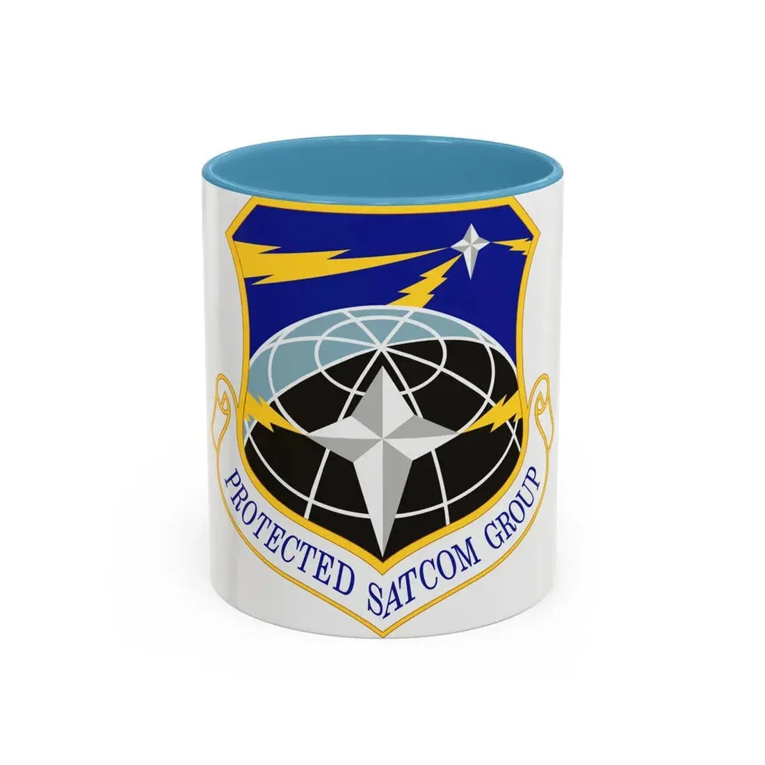 Protected SATCOM Group (U.S. Air Force) Accent Coffee Mug 11oz Light Blue - Go Mug Yourself
