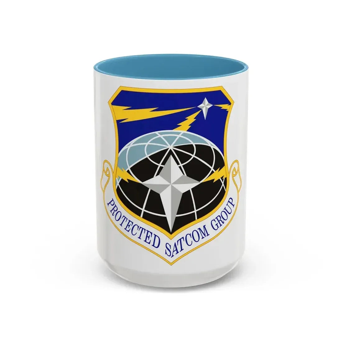 Protected SATCOM Group (U.S. Air Force) Accent Coffee Mug 15oz Light Blue - Go Mug Yourself