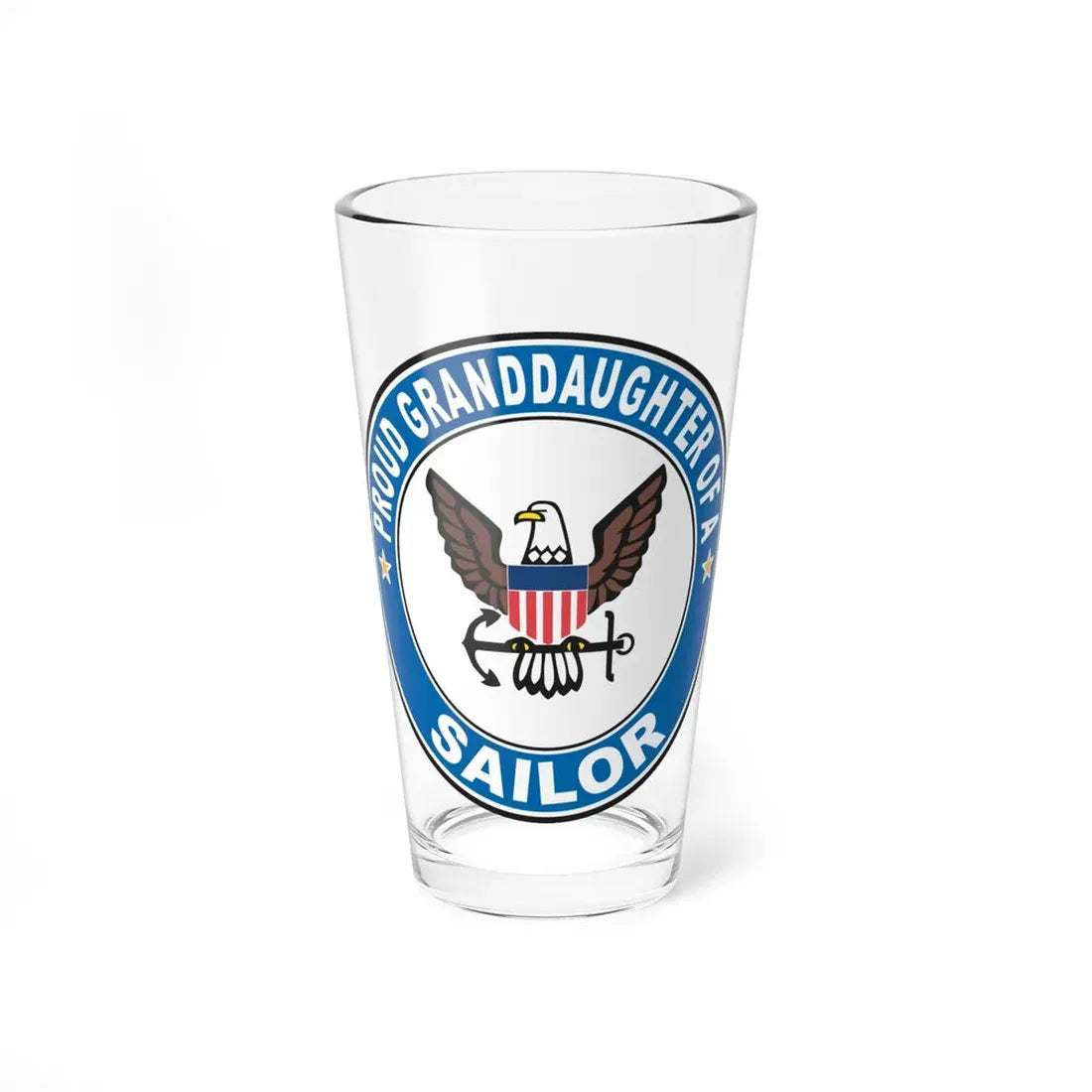 Proud Granddaughter of a Sailor (U.S. Navy) Pint Glass 16oz 16oz - Go Mug Yourself