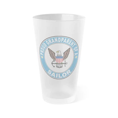 Proud Grandparent of a Sailor (U.S. Navy) Frosted Pint Glass 16oz Default Title - Go Mug Yourself