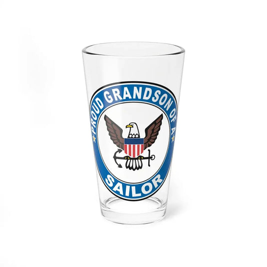 Proud Grandson of a Sailor (U.S. Navy) Pint Glass 16oz 16oz - Go Mug Yourself