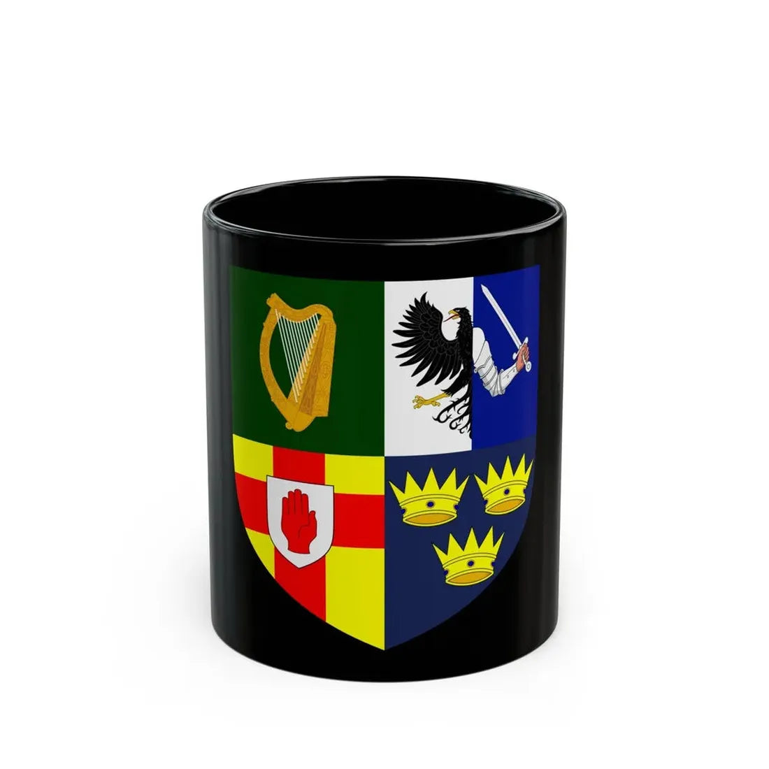 Provincial Arms of Ireland - Black Coffee Mug 11oz - Go Mug Yourself