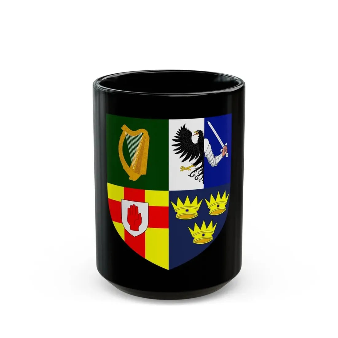 Provincial Arms of Ireland - Black Coffee Mug 15oz - Go Mug Yourself