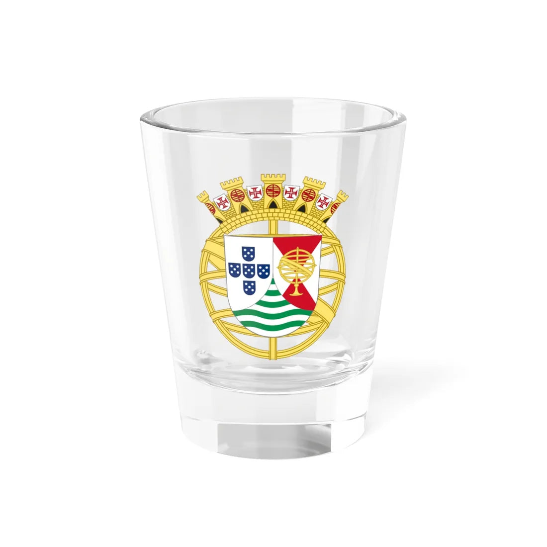 Provisional coat of arms of Portuguese Mozambique 1934 (Mozambique) (Coat of Arms) Shot Glass 1.5oz 1.5oz - Go Mug Yourself