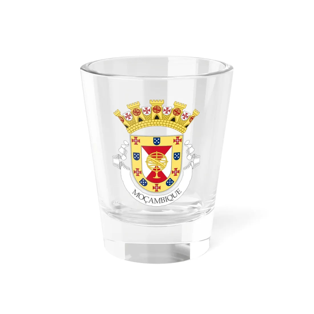 Provisional Coat of Arms of the Colony of Mozambique (Portugal) (Coat of Arms) Shot Glass 1.5oz 1.5oz - Go Mug Yourself